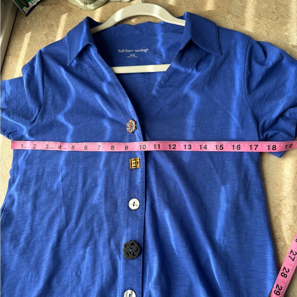 Soft Surroundings Royal Blue Button-Front Shirt Dress - Picture 7 of 10